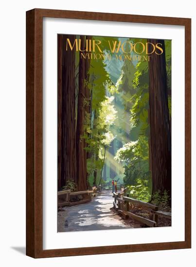 Muir Woods National Monument, California - Pathway-Lantern Press-Framed Art Print