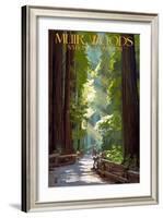 Muir Woods National Monument, California - Pathway-Lantern Press-Framed Art Print