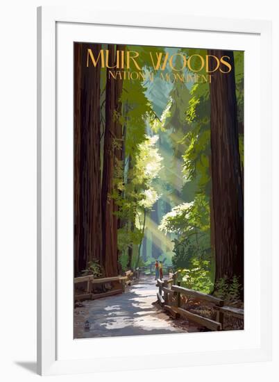 Muir Woods National Monument, California - Pathway-Lantern Press-Framed Art Print