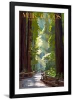 Muir Woods National Monument, California - Pathway-Lantern Press-Framed Art Print