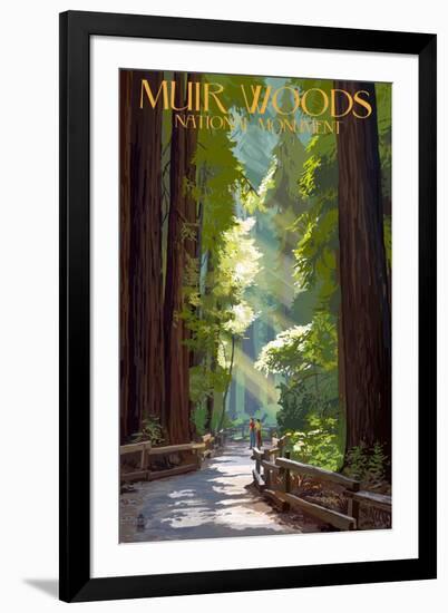 Muir Woods National Monument, California - Pathway-Lantern Press-Framed Art Print