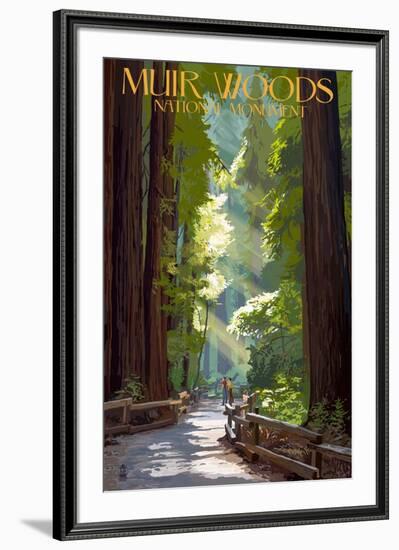 Muir Woods National Monument, California - Pathway-Lantern Press-Framed Art Print