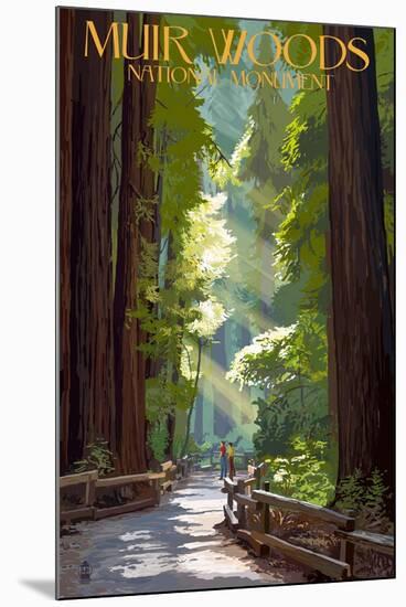 Muir Woods National Monument, California - Pathway-Lantern Press-Mounted Art Print