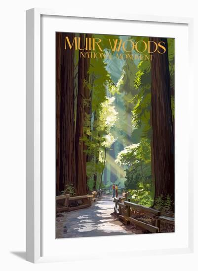 Muir Woods National Monument, California - Pathway-Lantern Press-Framed Art Print