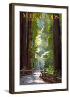 Muir Woods National Monument, California - Pathway-Lantern Press-Framed Art Print