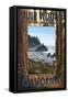 Muir Woods National Monument, California - Trees and Ocean-Lantern Press-Framed Stretched Canvas