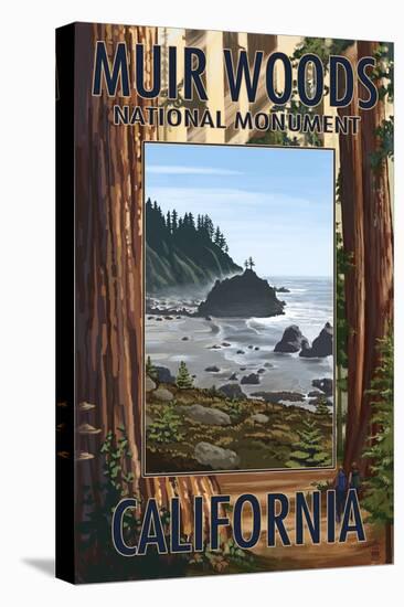 Muir Woods National Monument, California - Trees and Ocean-Lantern Press-Stretched Canvas