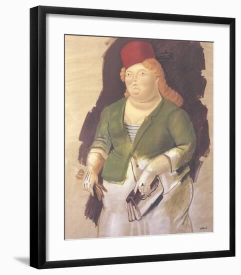 Mujer con Sombrero Rojo-Fernando Botero-Framed Collectable Print