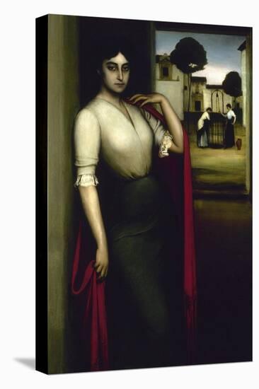 Mujer Frente a Un Pozo Con Dos Mujeres-Julio Romero de Torres-Stretched Canvas