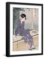 Mujer Sentada En Una Veranda, Ca. 1798-Kitagawa Utamaro-Framed Giclee Print