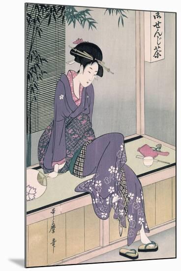 Mujer Sentada En Una Veranda, Ca. 1798-Kitagawa Utamaro-Mounted Giclee Print