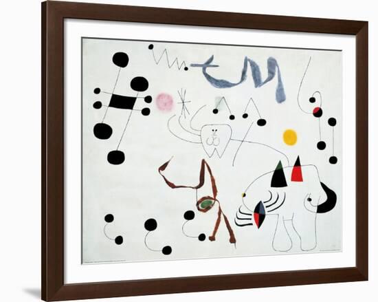 Mujer Sonando en su Evansion, c.1945-Joan Miro-Framed Art Print