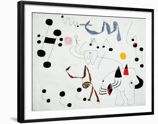 Mujer Sonando en su Evansion, c.1945-Joan Miro-Framed Art Print