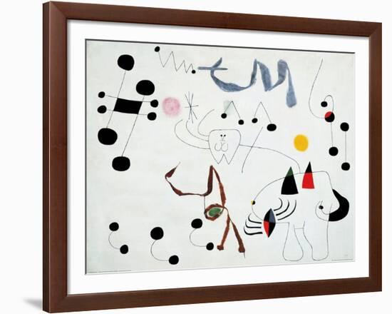 Mujer Sonando en su Evansion, c.1945-Joan Miro-Framed Art Print