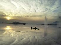 Shikara, or Kashmiri Boat, in Dal Lake as the Sun Sets in Srinagar, India-Mukhtar Khan-Framed Photographic Print