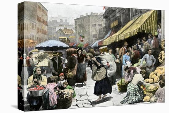 Mulberry Street, Center of the Italian Immigrant Neighborhood in New York City, 1890s-null-Stretched Canvas