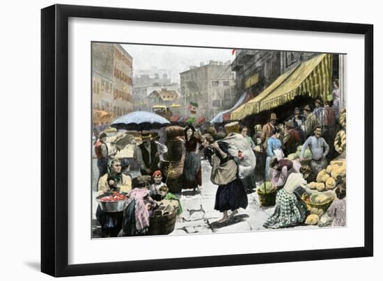 Mulberry Street, Center of the Italian Immigrant Neighborhood in New York City, 1890s-null-Framed Giclee Print
