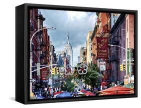Mulberry Street in Little Italy, Manhattan, New York City, New York-George Oze-Framed Stretched Canvas
