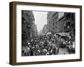 Mulberry Street in New York City's Little Italy Ca, 1900-null-Framed Photo