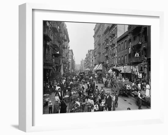 Mulberry Street in New York City's Little Italy Ca, 1900-null-Framed Photo