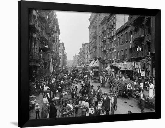 Mulberry Street in New York City's Little Italy Ca, 1900-null-Framed Photo