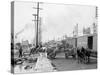 Mule Teams and the Levee, New Orleans, Louisiana-null-Stretched Canvas