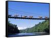 Mule Train Crossing a Bridge over the Rio Upano, Moreno Santiago Province, Ecuador-Paul Harris-Framed Stretched Canvas