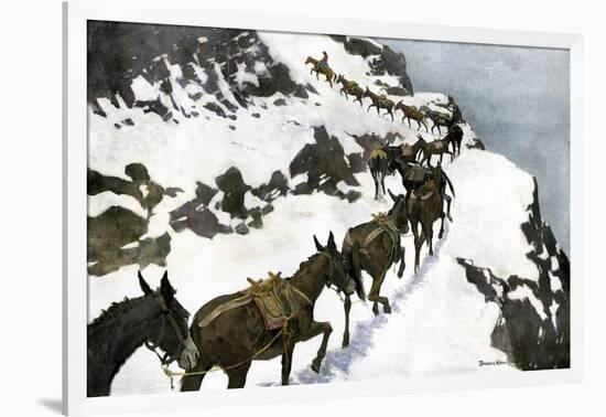 Mule Train Going to the Silver Mines of Colorado-null-Framed Giclee Print