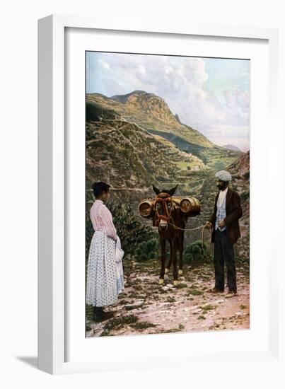 Mule with Water Kegs, Sicily, Italy, C1923-AW Cutler-Framed Giclee Print