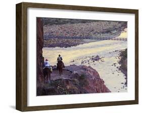 Mules Taking Tourists Along the Colorado River Trail, Grand Canyon, Arizona, USA-Kober Christian-Framed Photographic Print