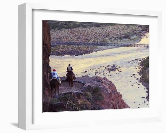 Mules Taking Tourists Along the Colorado River Trail, Grand Canyon, Arizona, USA-Kober Christian-Framed Photographic Print