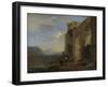 Muleteers Beside an Italian Ruin-Jan Asselijn-Framed Art Print