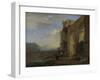 Muleteers Beside an Italian Ruin-Jan Asselijn-Framed Art Print