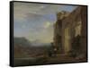 Muleteers Beside an Italian Ruin-Jan Asselijn-Framed Stretched Canvas