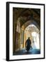 Mullah hurrying down typical vaulted alleyway, Yazd, Iran, Middle East-James Strachan-Framed Premium Photographic Print