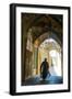Mullah hurrying down typical vaulted alleyway, Yazd, Iran, Middle East-James Strachan-Framed Photographic Print