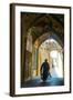 Mullah hurrying down typical vaulted alleyway, Yazd, Iran, Middle East-James Strachan-Framed Photographic Print