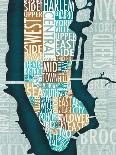 Manhattan Map Blue Brown-Mullan Michael-Stretched Canvas