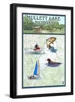 Mullett Lake, Michigan - Nautical Chart-Lantern Press-Framed Art Print