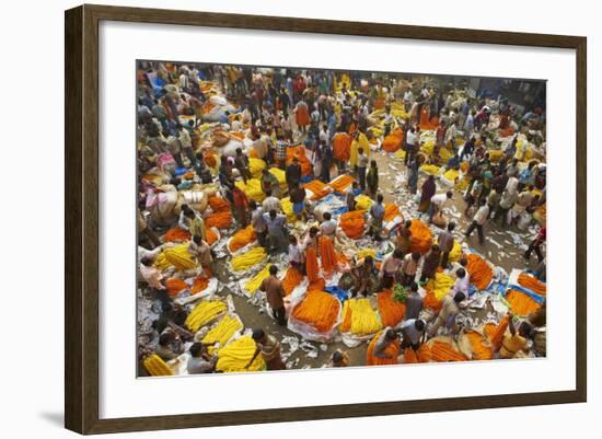 Mullik Ghat Flower Market, Kolkata (Calcutta), West Bengal, India, Asia-Bruno Morandi-Framed Photographic Print