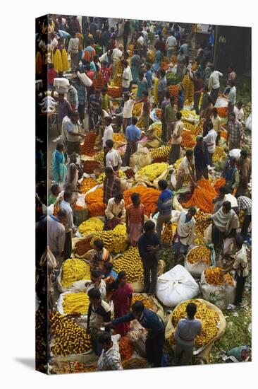 Mullik Ghat Flower Market, Kolkata (Calcutta), West Bengal, India, Asia-Bruno Morandi-Stretched Canvas