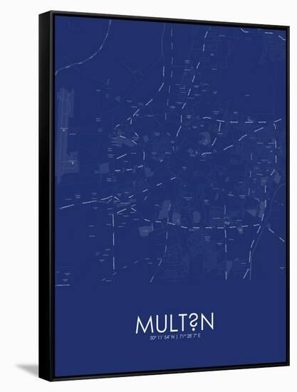 Multan, Pakistan Blue Map-null-Framed Stretched Canvas