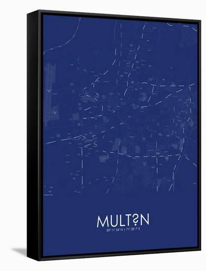 Multan, Pakistan Blue Map-null-Framed Stretched Canvas