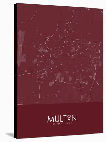 Multan, Pakistan Red Map-null-Stretched Canvas