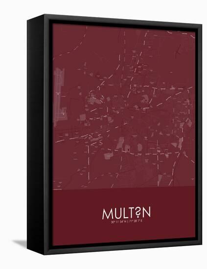 Multan, Pakistan Red Map-null-Framed Stretched Canvas