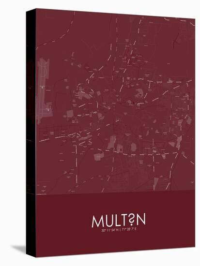 Multan, Pakistan Red Map-null-Stretched Canvas