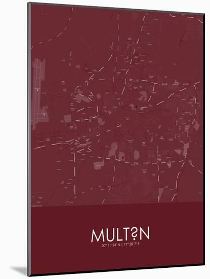 Multan, Pakistan Red Map-null-Mounted Poster