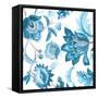 Multi Blue Capri Floral-Lanie Loreth-Framed Stretched Canvas