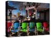 Multi-Colored Chairs at a Sidewalk Cafe, Route 66, Seligman, Yavapai County, Arizona, USA-null-Stretched Canvas