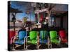 Multi-Colored Chairs at a Sidewalk Cafe, Route 66, Seligman, Yavapai County, Arizona, USA-null-Stretched Canvas